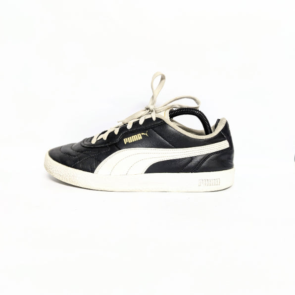 PUMA black Leather Sneakers for Men & Women